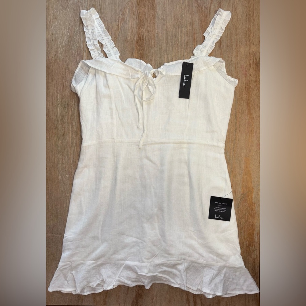 Lulu's White Ruffle Mini Dress